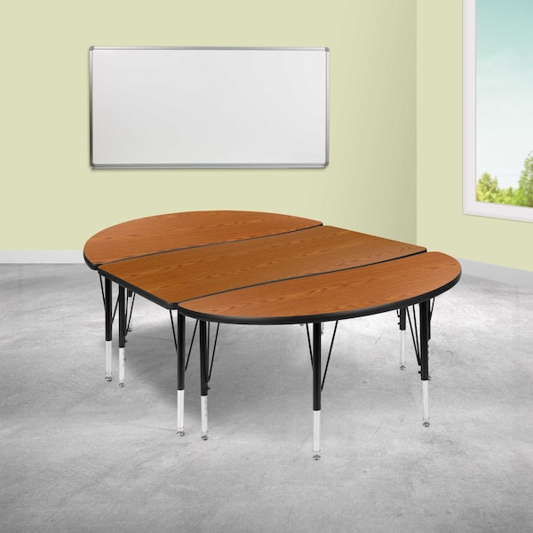 Flash Furniture Oval 47.5 W, 76 L, 25.25 H, Chrome, Laminate, Particleboard, Steel, Wood Grain XU-GRP-A3048CON-48-OAK-T-P-GG - main